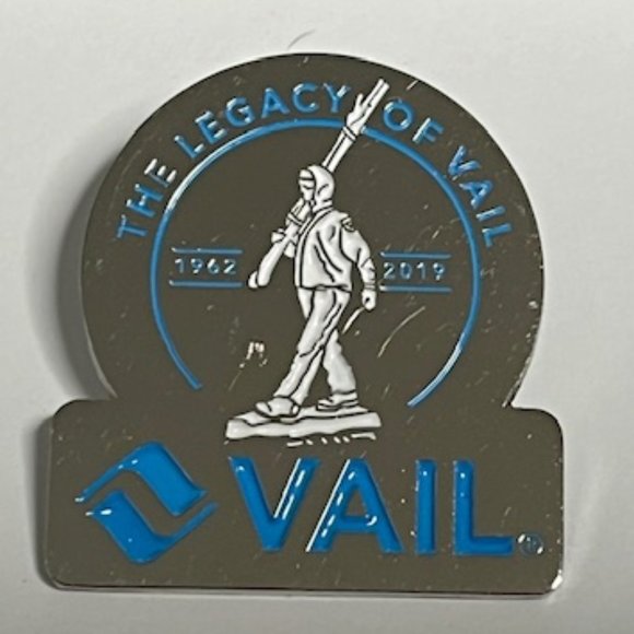 Vail, The Legacy of Vail, 1962-2019, Silver Tone Lapel Hat Pin 1.25"x1.5" - Picture 2 of 10